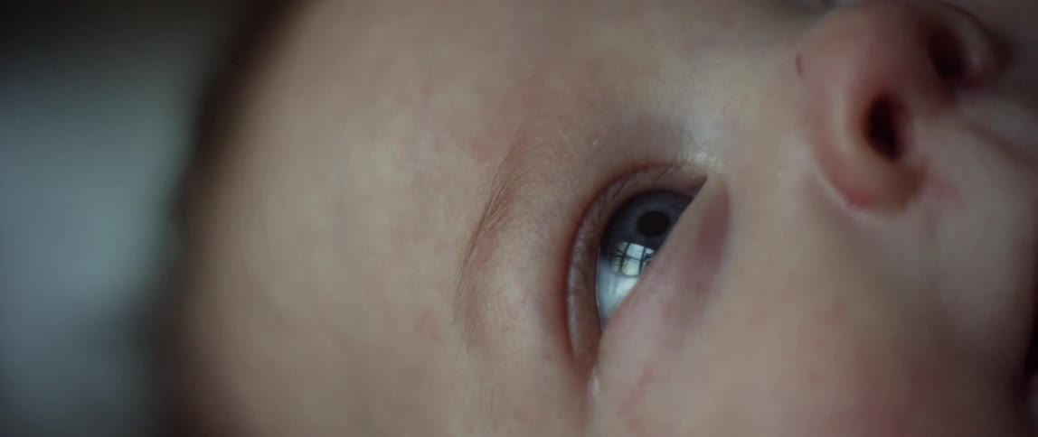 Extreme close-up of an infant's face  focusing on the right eye