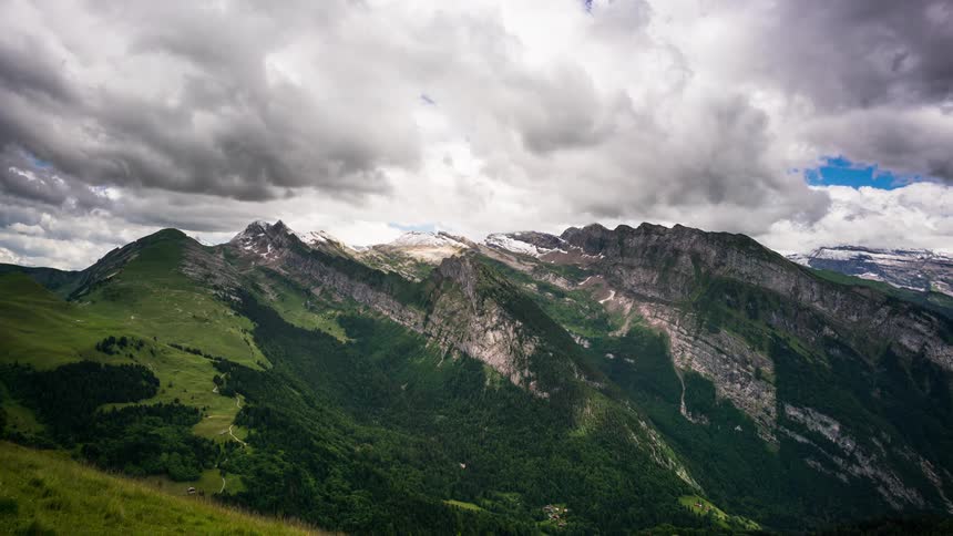 An aerial clip of a mountain