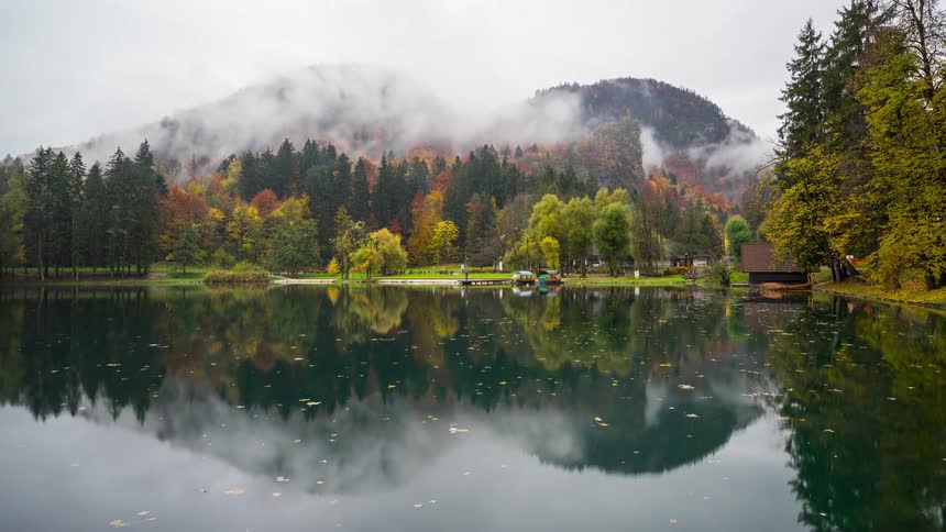 A clip of lake in a mountainous area