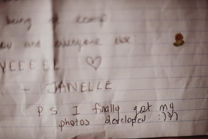 A note with a ps at the bottom of the page