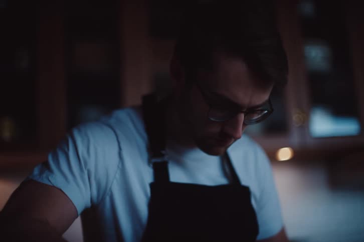A man is cooking at home
