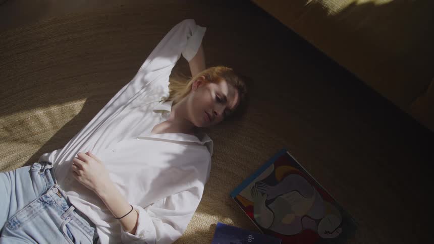 A clip of a lady laying down