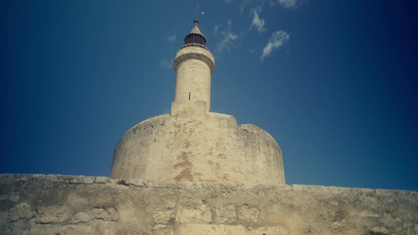 Tower in a fort against a blue sky
