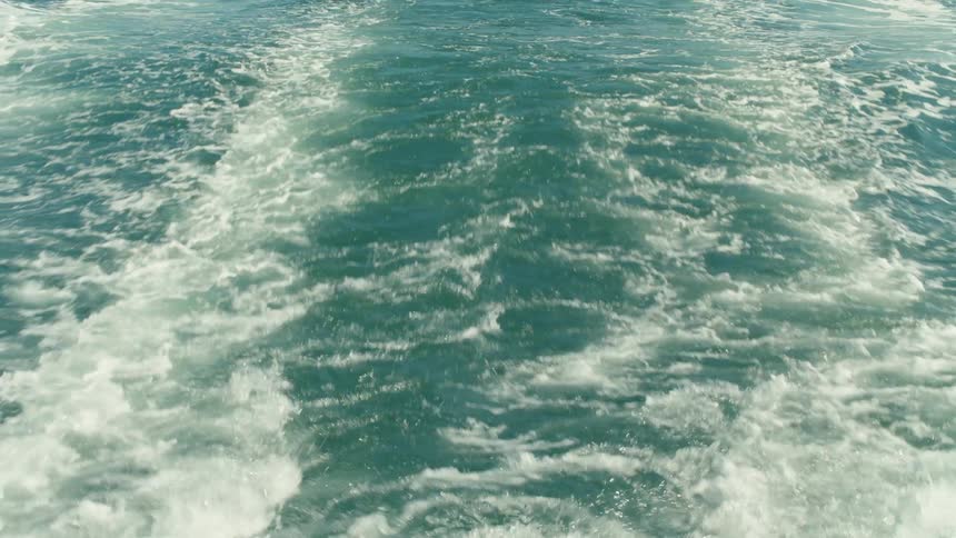 Marks of a ship traveling at sea