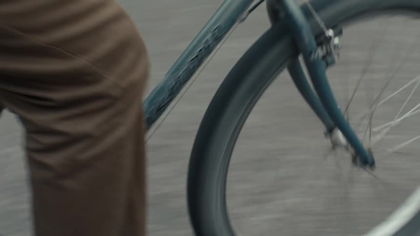 Bicycle in motion with a person pedaling