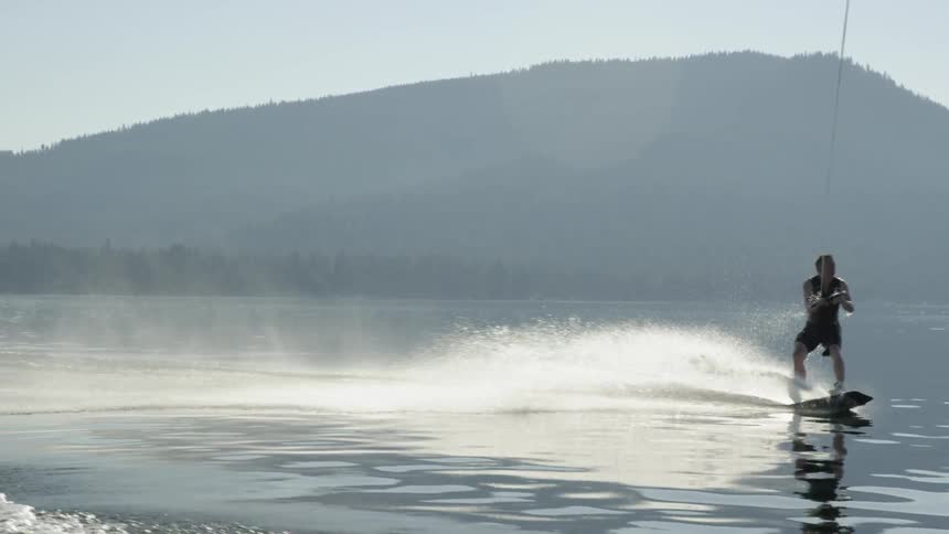 Person being pulled on a wakeboard