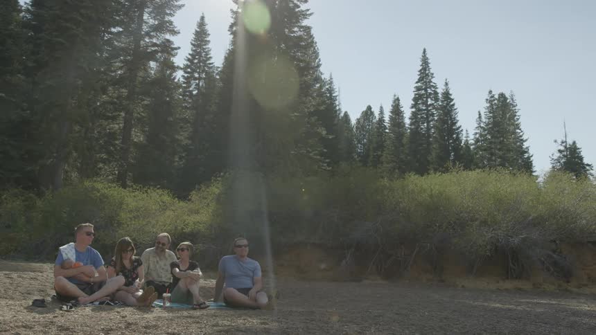 People sit and relax on a sunny day