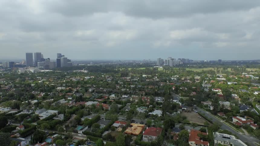 View of a large city on a cloudy day