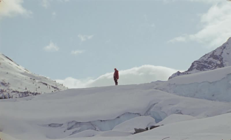 A clip of a person standing out in the ice mountain