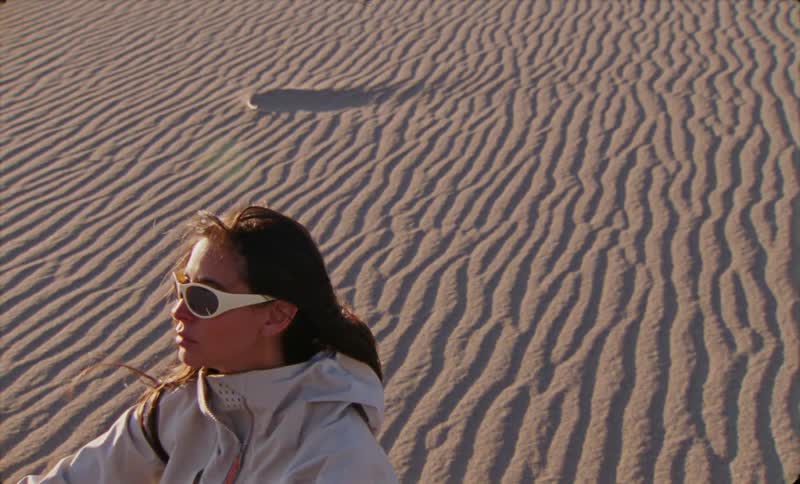 A clip of a lady in the desert