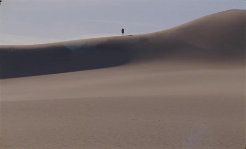 Person standing on a desert dune during daytime