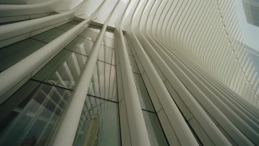 Modern white glass and stilt interior architecture of a building