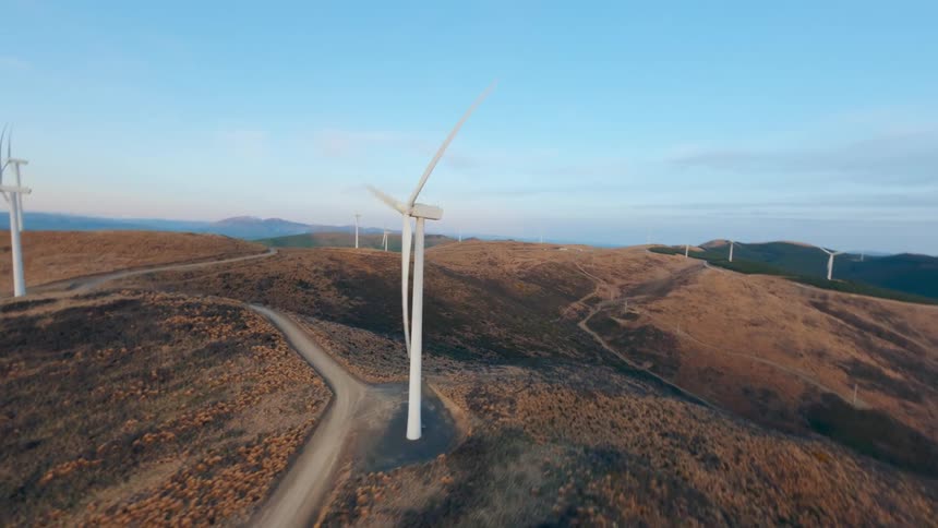 FPV Drone clip of a windmill in the mountains