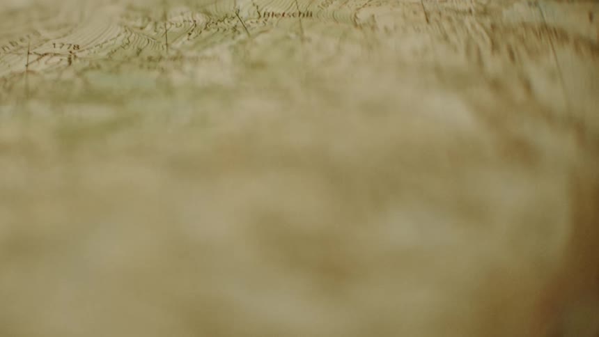 A closeup of a textured map showing terrain details