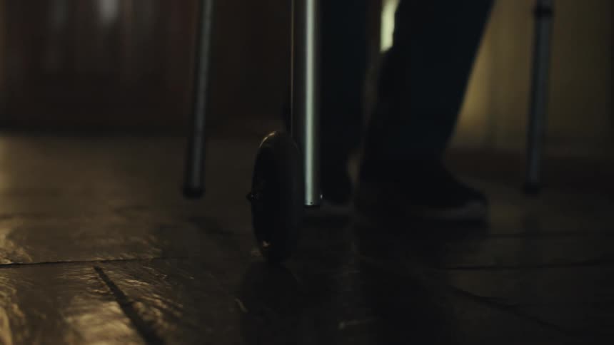 Close up of a walker with a person walking