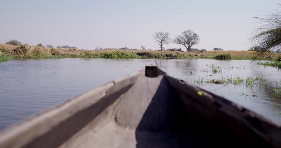 A clip of a canoe riding through the river