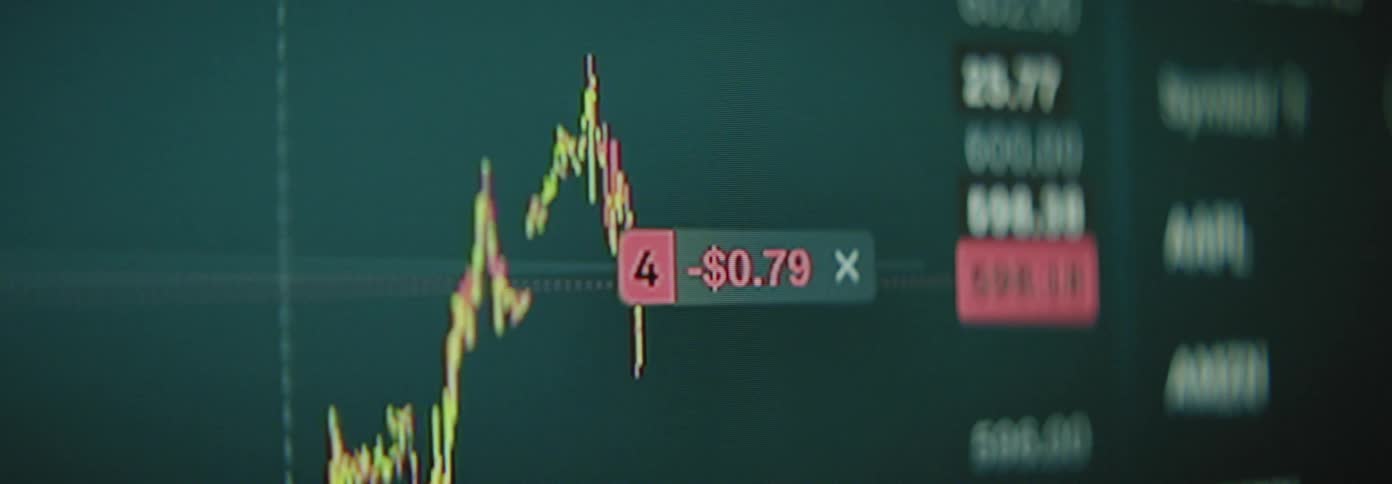 A clip of a screen displaying a digital trading candlesticks