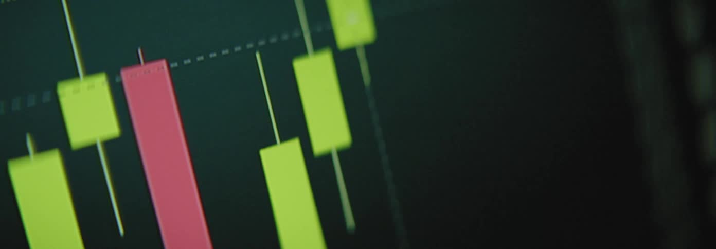 Screen with graph in the financial market