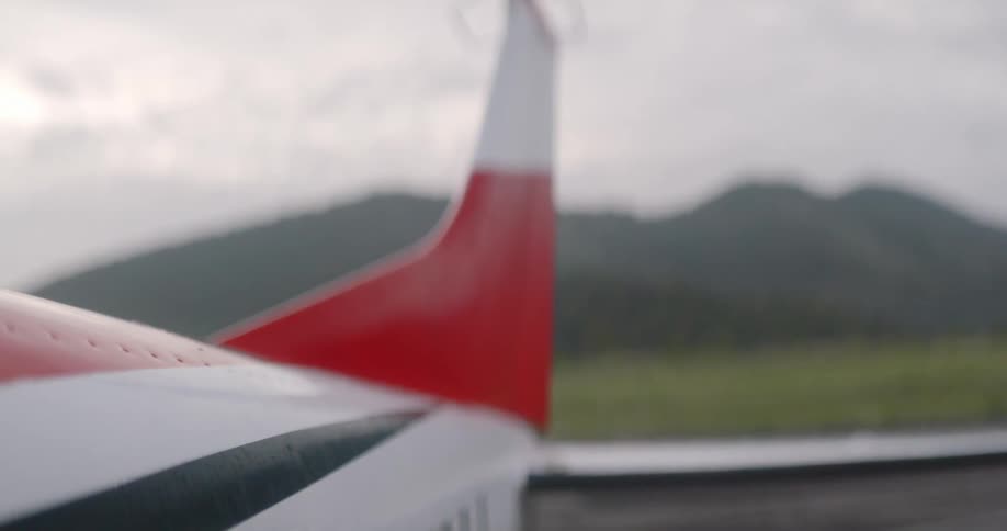 A plane is parked on the runway