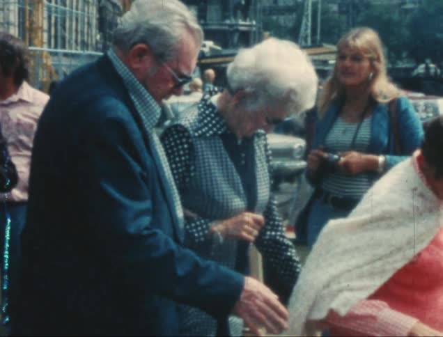 A clip of elderly people walking