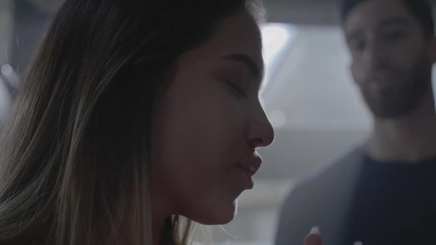 Portrait of a man and a woman talking