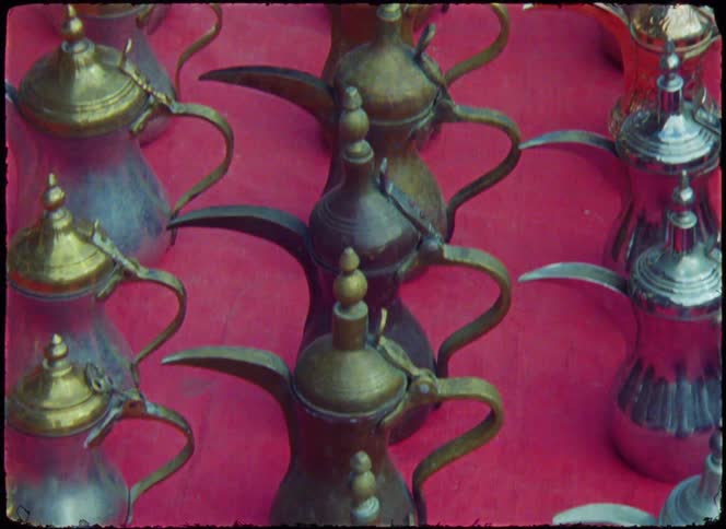Rows of copper lamps