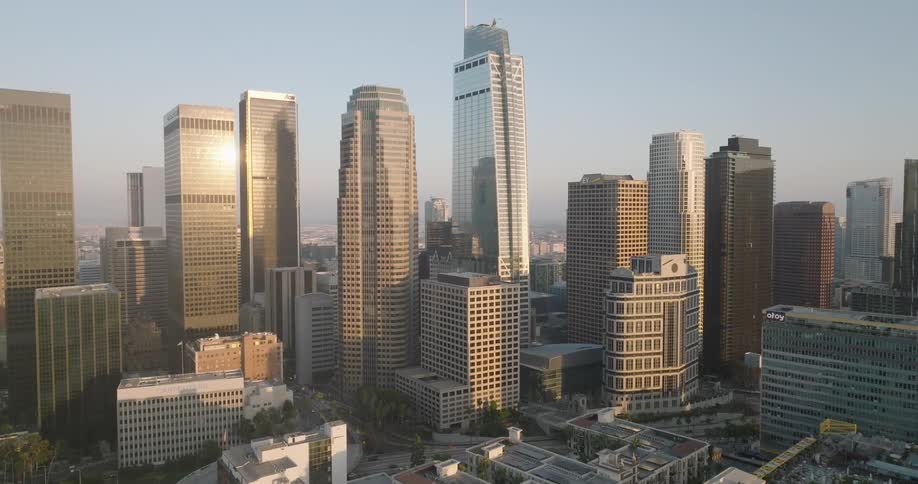 The city is full of tall buildings
