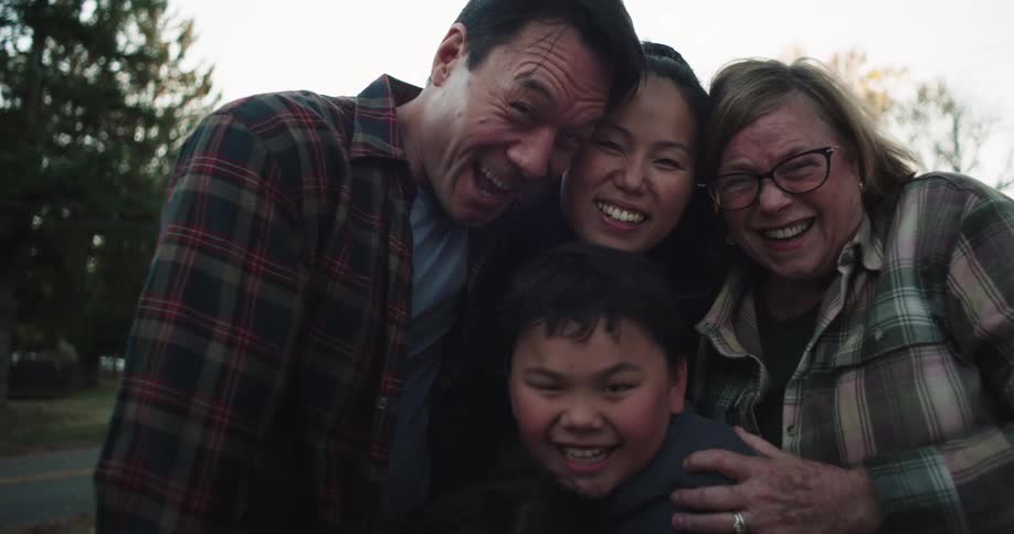 Family hugging together