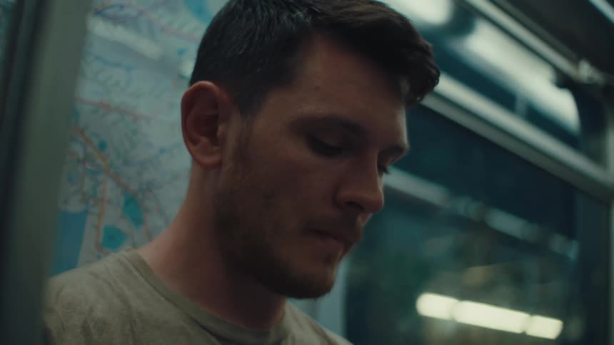Portrait of a man in a moving subway