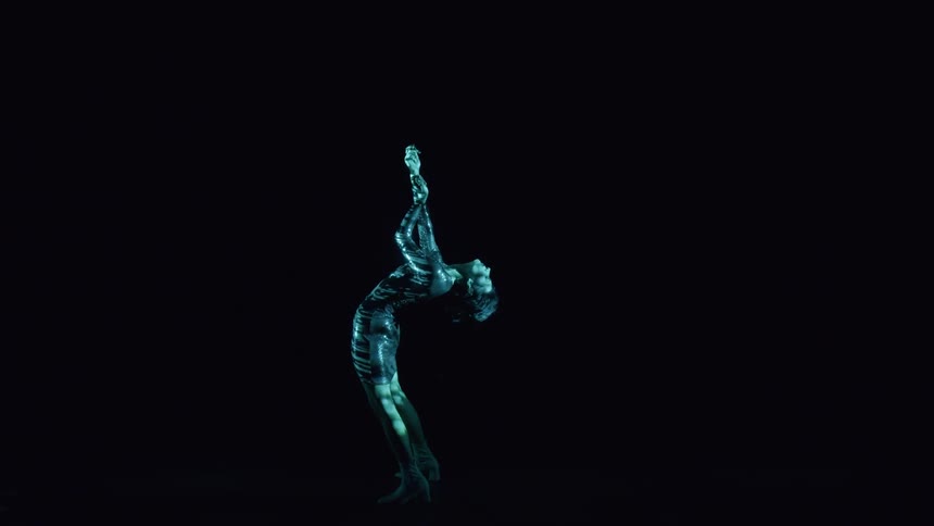 Digital performance of a woman dancing during a perfomance