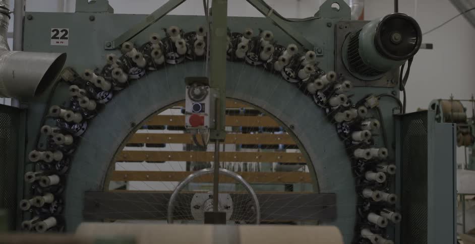 Spinning machinery in an industrial building