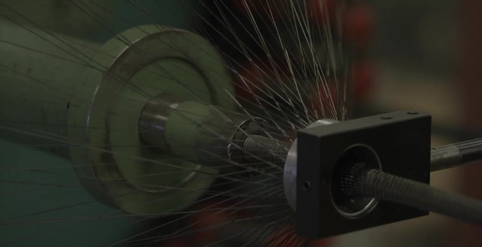 Spinning machinery in an industrial building