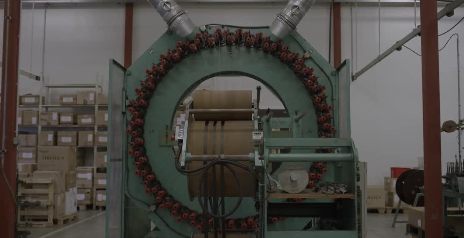 Equipment is shown at work in a factory