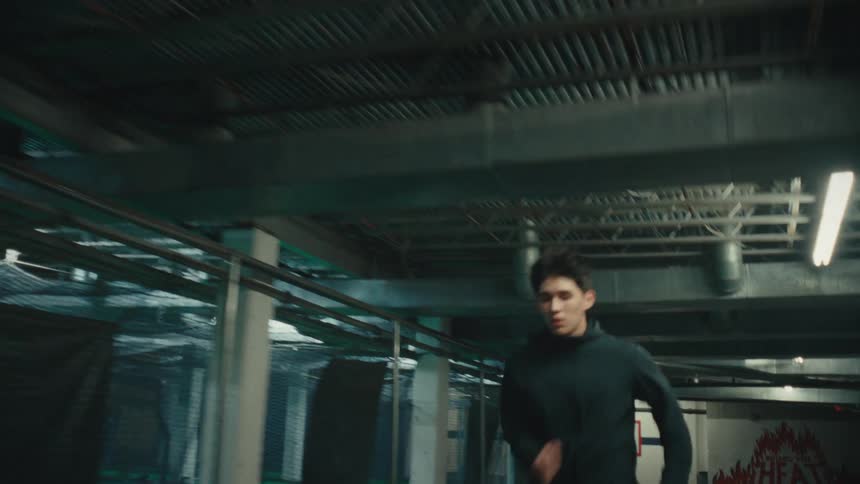 Young man running in a terminal