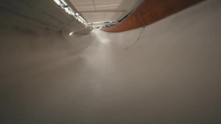 A clip of a bobsled track