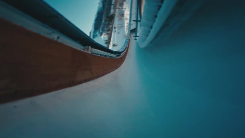 A clip of a snowy slide way