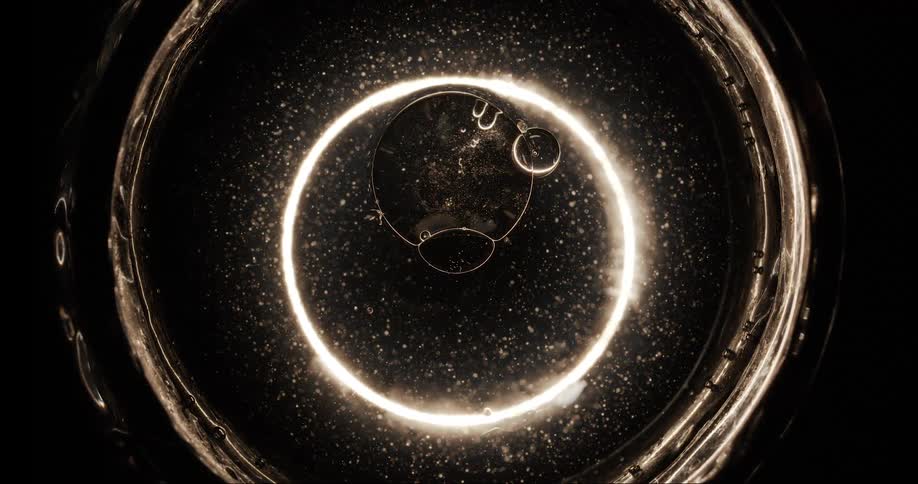 Bubbles form in the lit ring