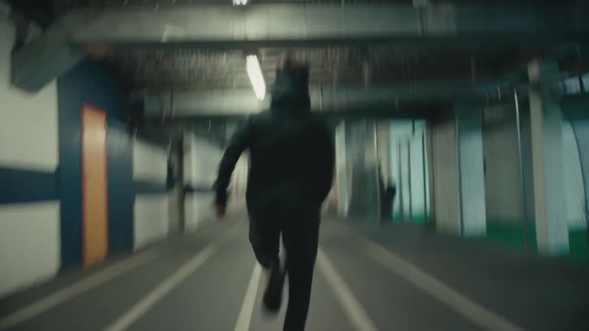 Man doing a sprint run at a terminal