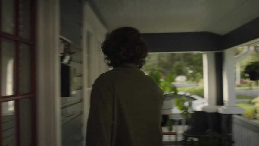 Stressed man trying to enter the house and then leaving