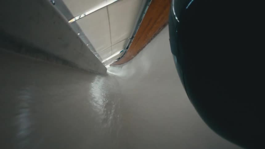 A clip of a person sliding through the ice slideway