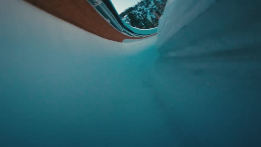 A footage of a snowy slide way