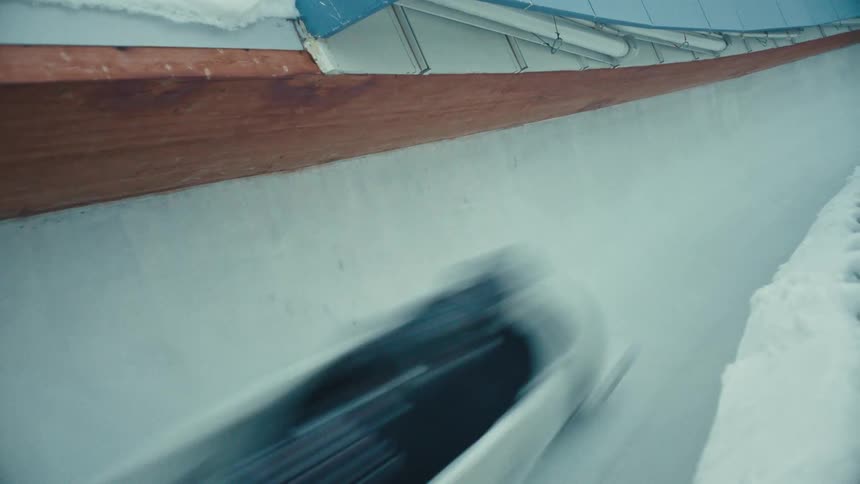 Bobsled sled moving on an ice track