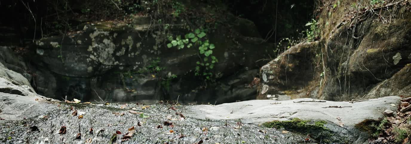 Water of a river flowing over rocks