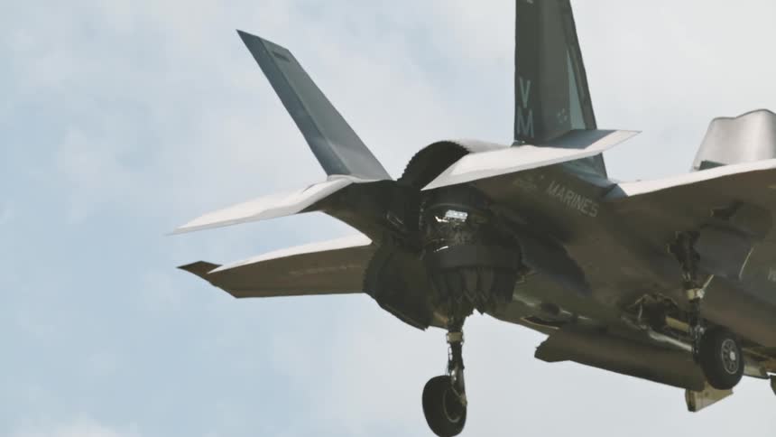 The jet floats in the sky as it travels