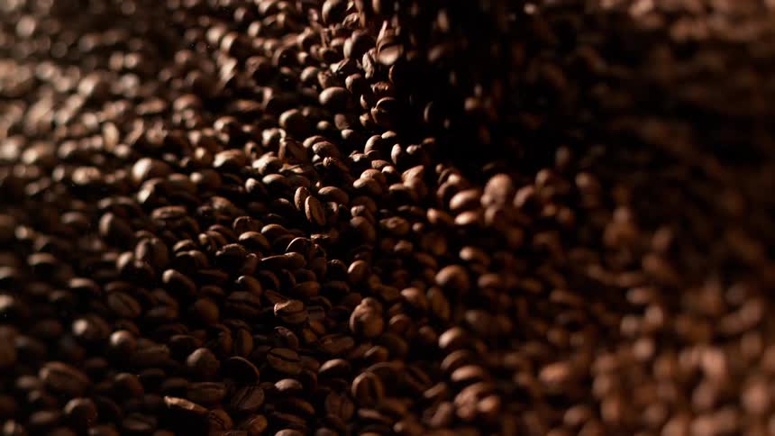 Beans are pouring and mixing around