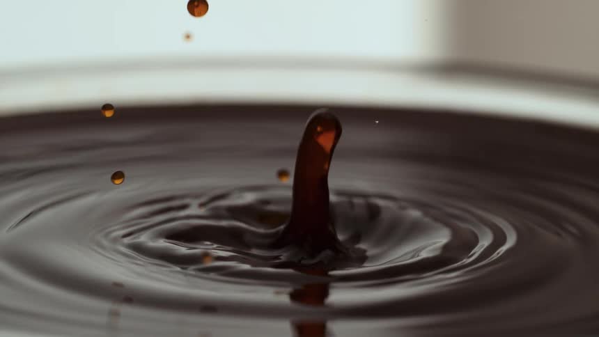 A single drop of liquid falls into a pool creating a series of concentric ripples