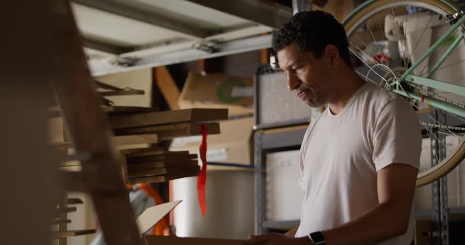 A clip of a person unboxing a package