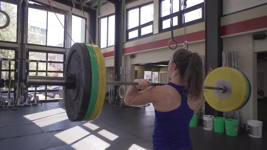 Woman powerlifting