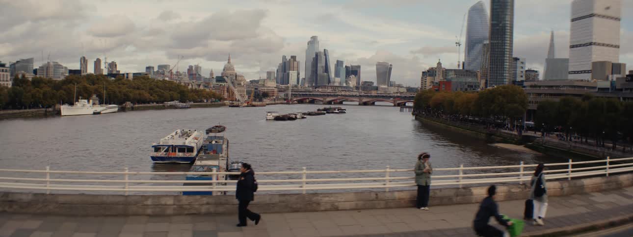 Landscape of a metropolis with bridges crossing the maritime channel