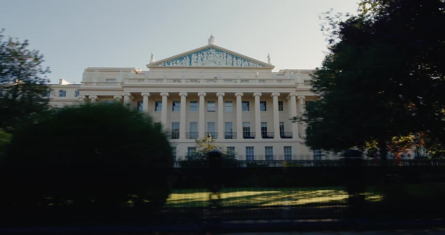 Classic white building with trees around